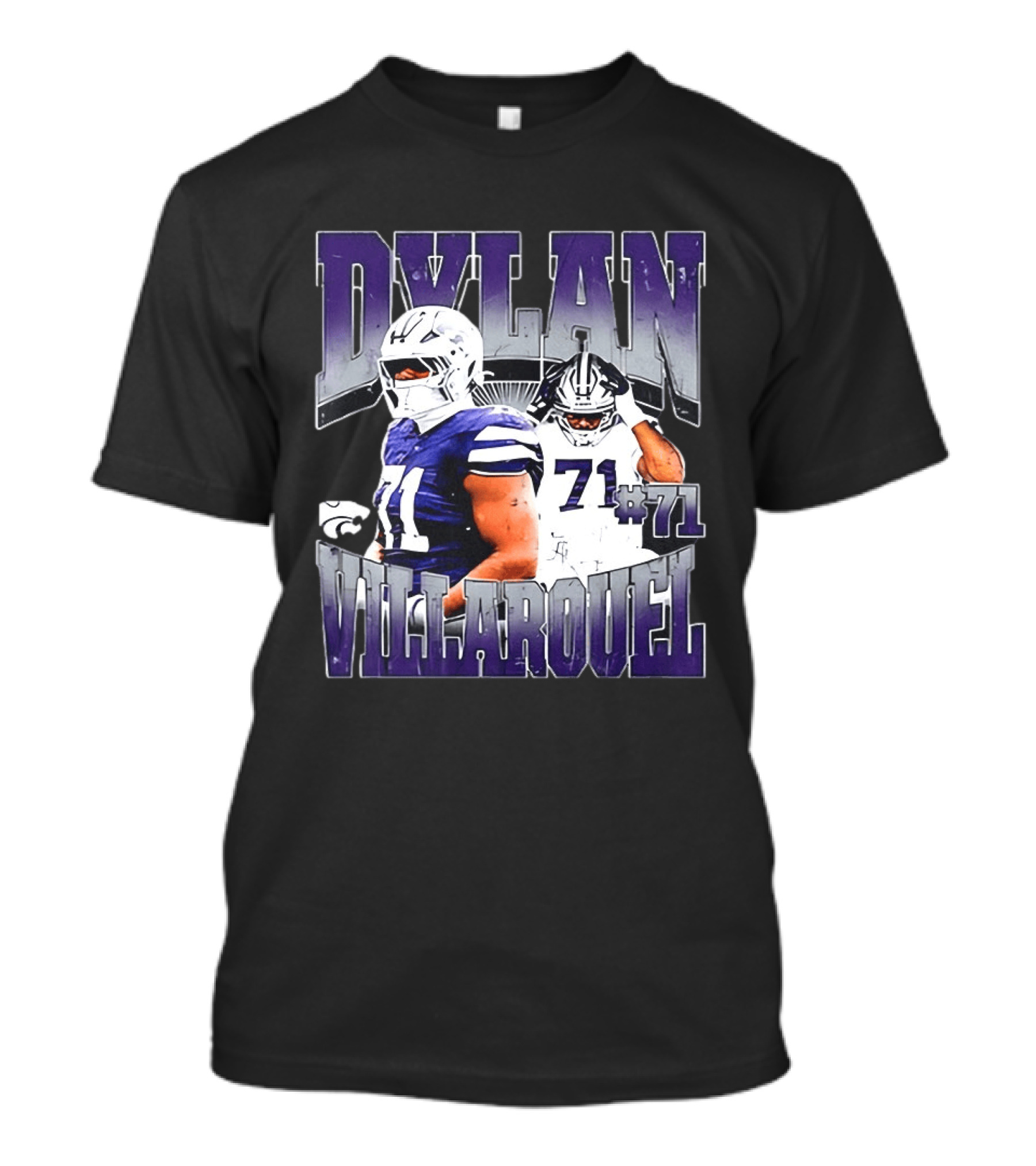 Dylan Villarouel Kansas State Wildcats Football #71 Player T-Shirt