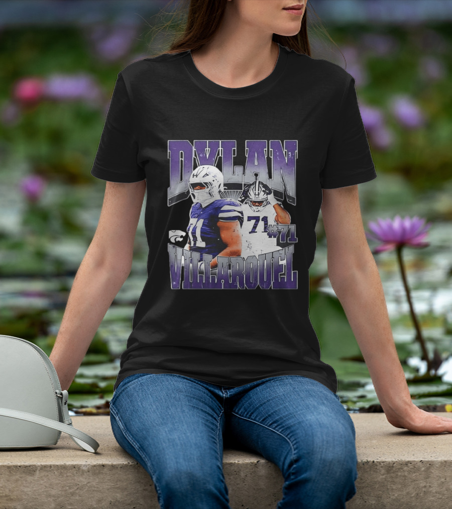 Dylan Villarouel Kansas State Wildcats Football #71 Player T-Shirt