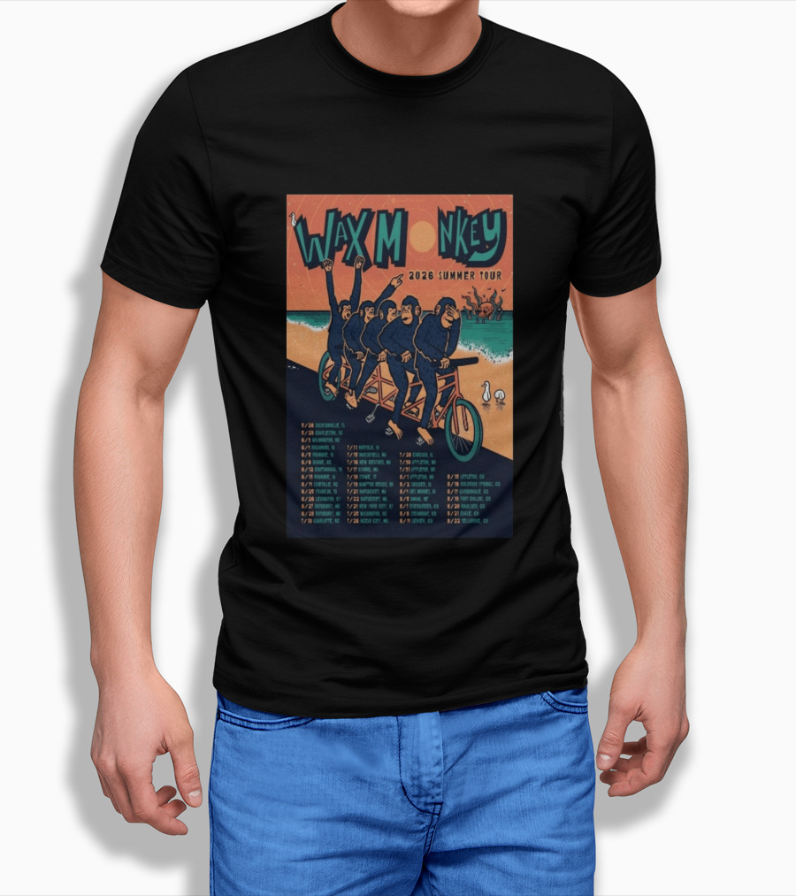 Wax Monkey 2026 Summer Tour Bicycle Monkeys Coastal Cities Concert Dates T-Shirt