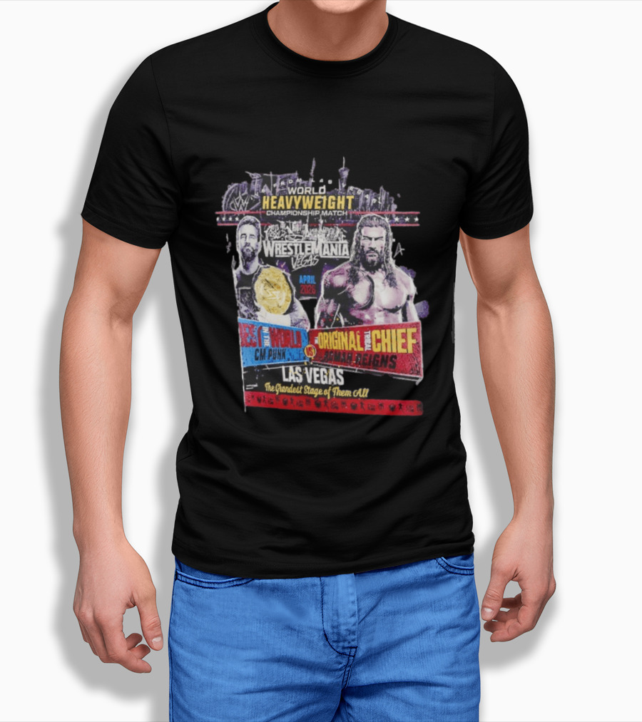 WrestleMania 42 Vegas World Heavyweight CM Punk Vs Roman Reigns T-Shirt