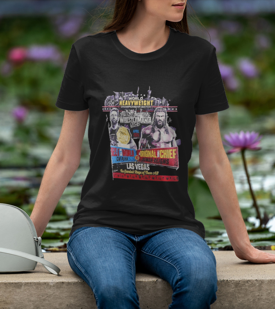 WrestleMania 42 Vegas World Heavyweight CM Punk Vs Roman Reigns T-Shirt