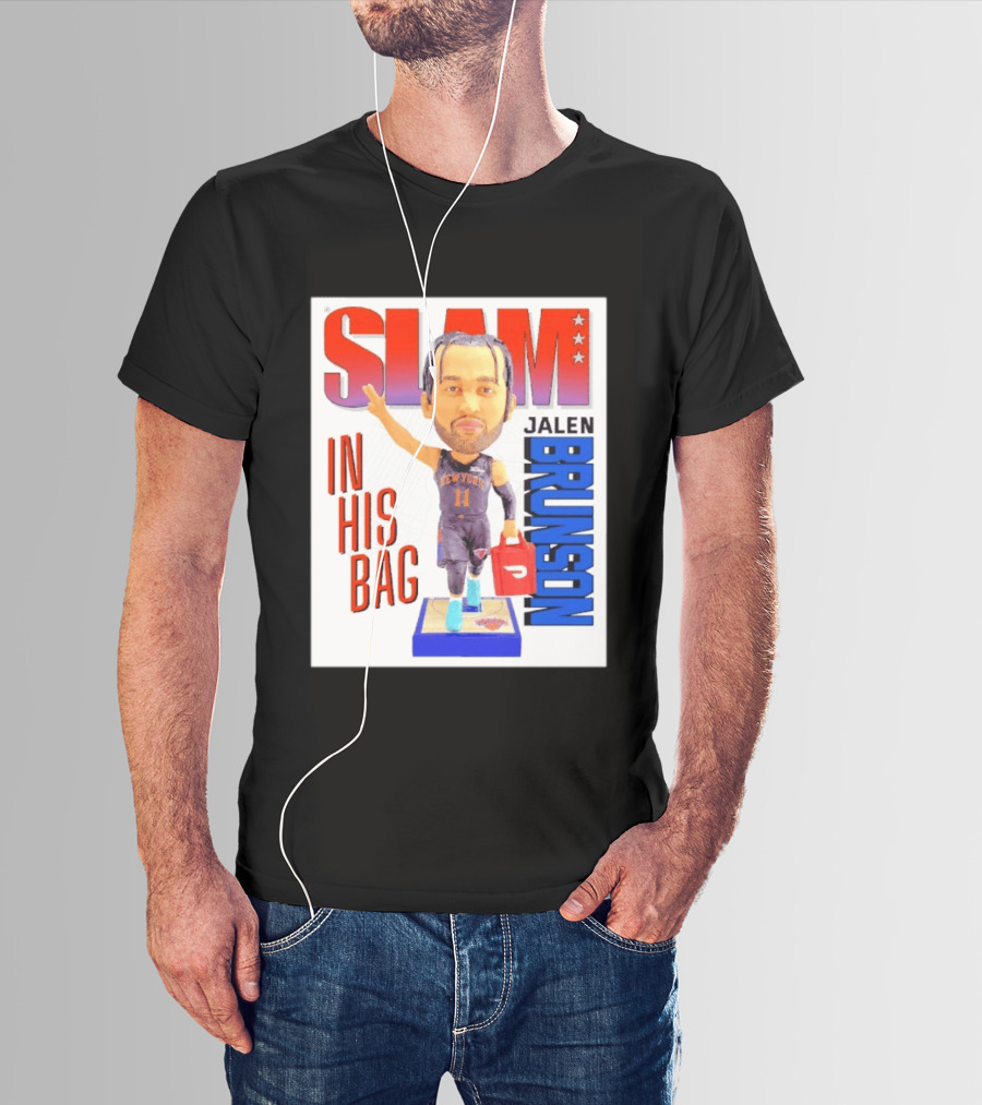 Slam Jalen Brunson New York Knicks In His Bag Big Bobblehead T-Shirt