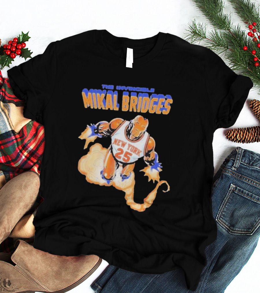 New York Knicks Mikal Bridges Iron Man 25 The Invincible T-Shirt