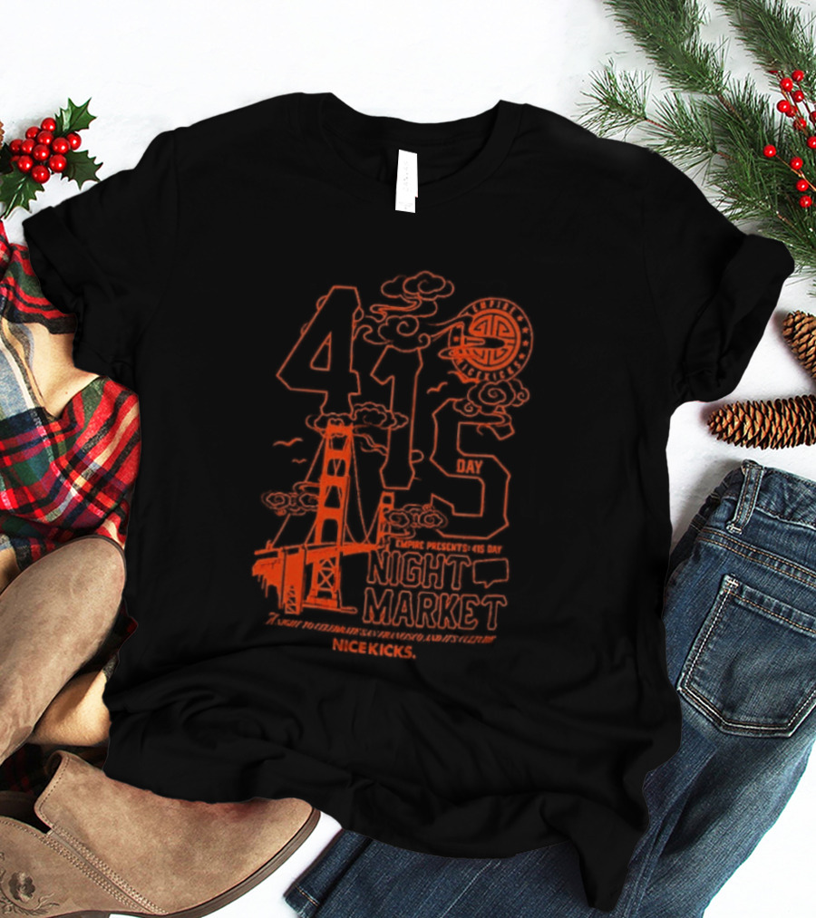 415 San Francisco Golden Gate Bridge Night Market Cityscape T-Shirt