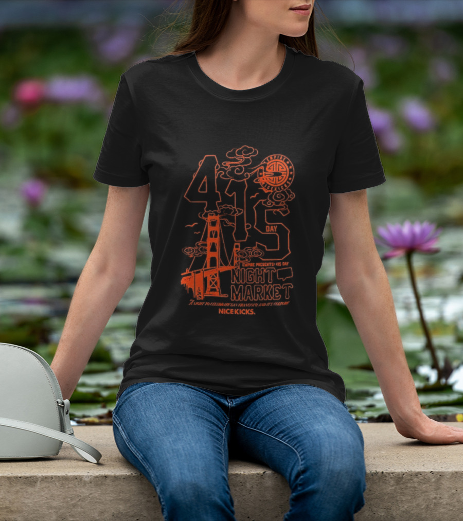 415 San Francisco Golden Gate Bridge Night Market Cityscape T-Shirt