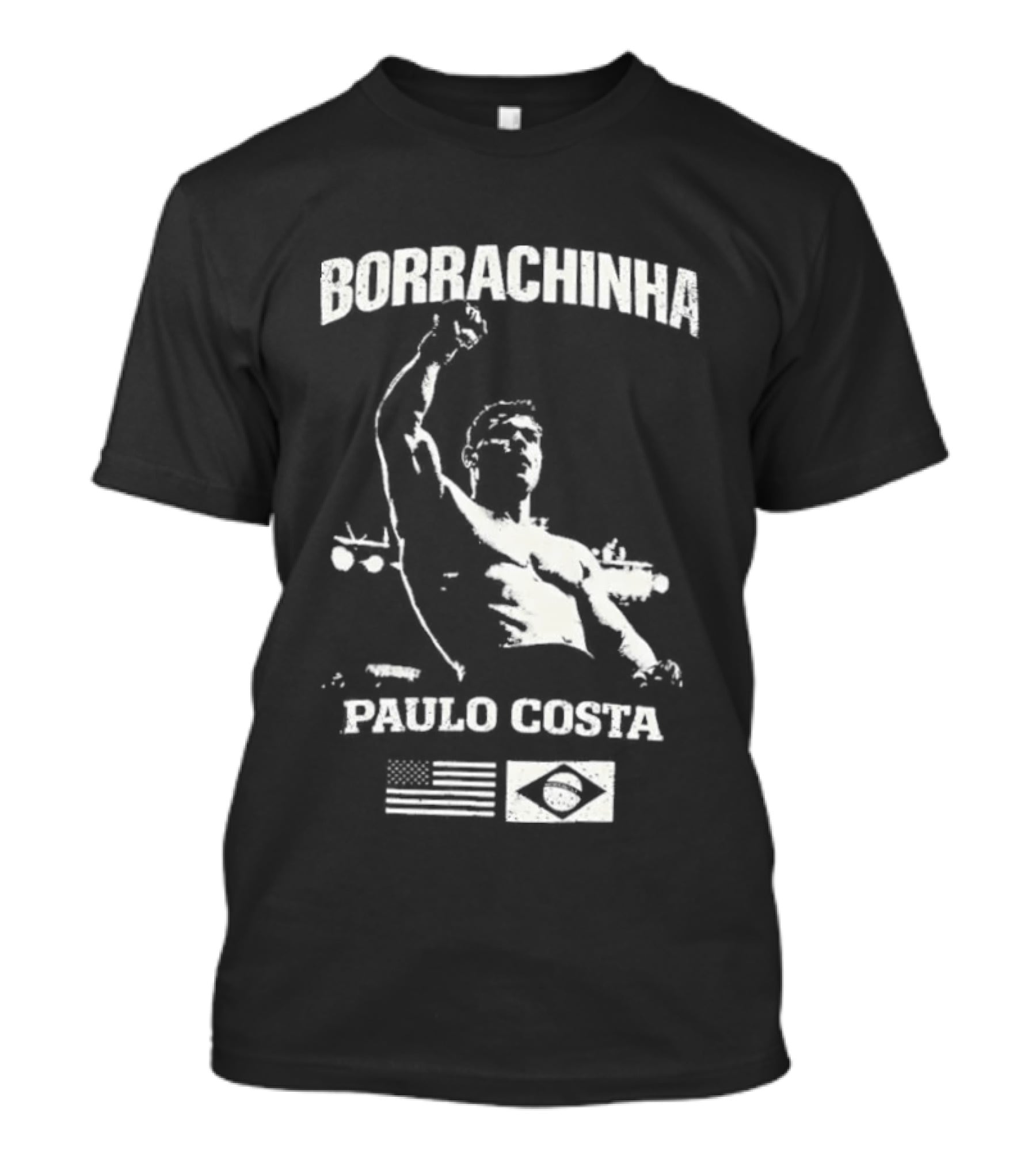 Borrachinha Paulo Costa Raised Arm MMA Fighter Brazil Flag T-Shirt