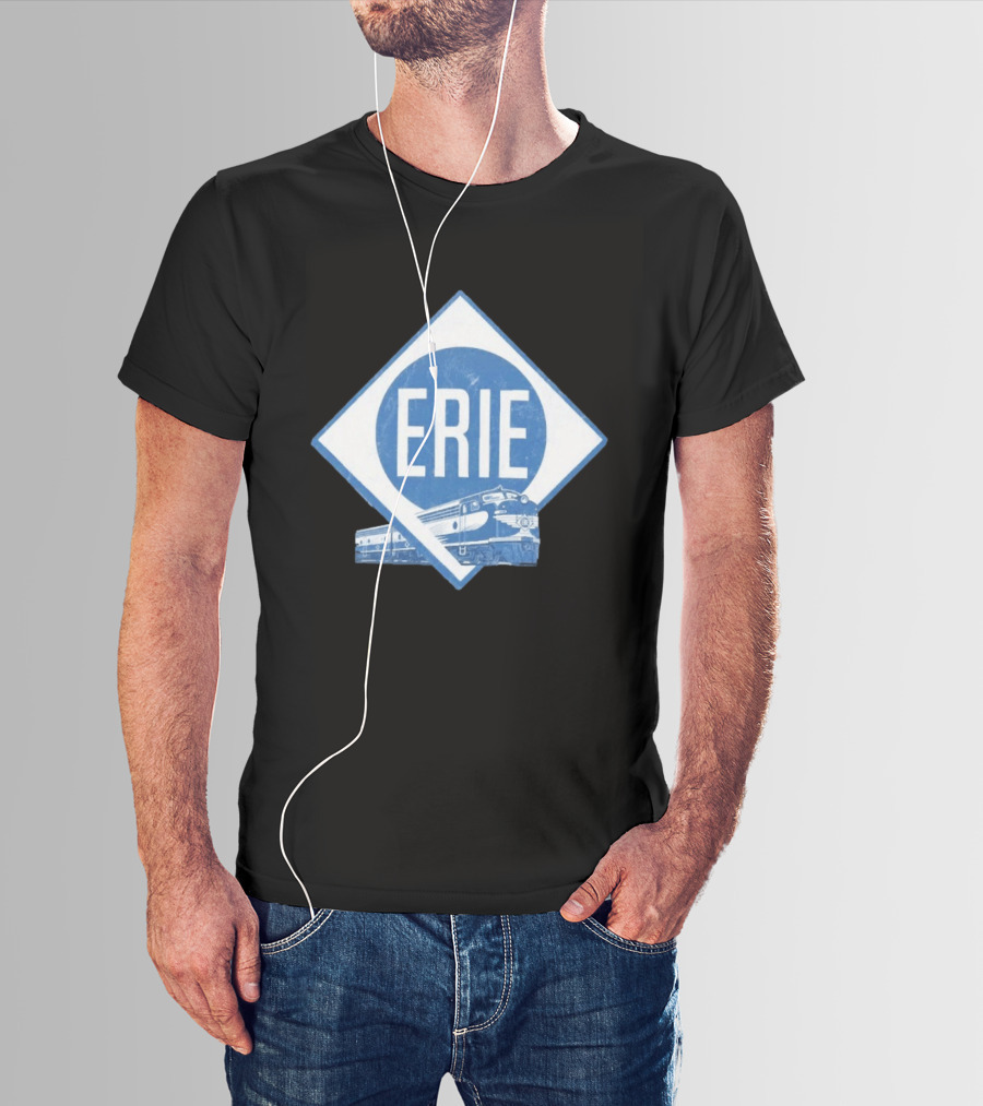 Erie Railway Train Vintage Blue T-Shirt