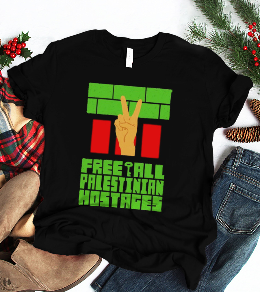 Celebrate Freedom Free All Palestinian Hostages Victory Hand T-Shirt