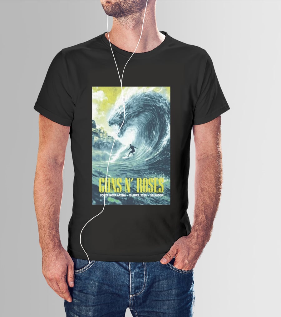 Guns N' Roses Concert April 15 2026 Fonte Nova Arena Salvador Surfer Wave T-Shirt
