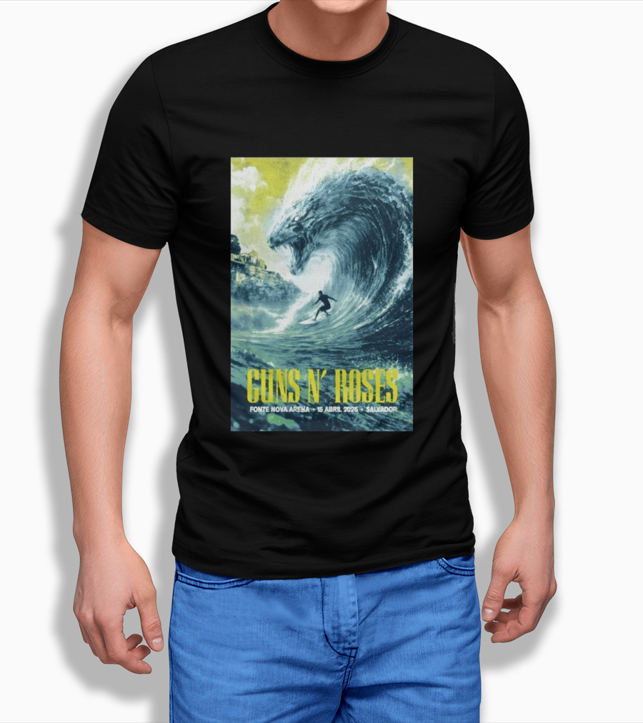 Guns N' Roses Concert April 15 2026 Fonte Nova Arena Salvador Surfer Wave T-Shirt