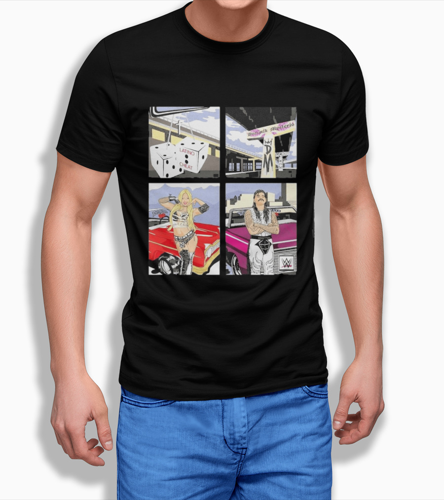 Ripple Junction Dominik Mysterio Liv Morgan 00s RPG WWE Latino Cheat Dice T-Shirt