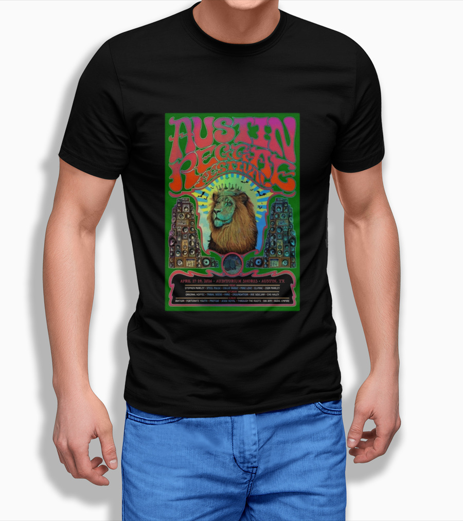 Austin Reggae Festival 2026 Auditorium Shores Stephen Marley Ziggy Marley Iration Jesse Royal Fortunate Youth T-Shirt