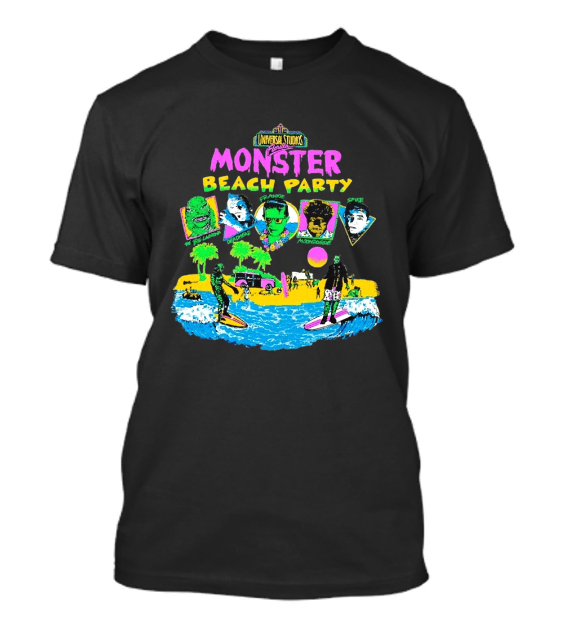 Universal Studios Florida Monster Beach Party The Big Lagoona Deadhead Frankie Retro Style Fun T-Shirt