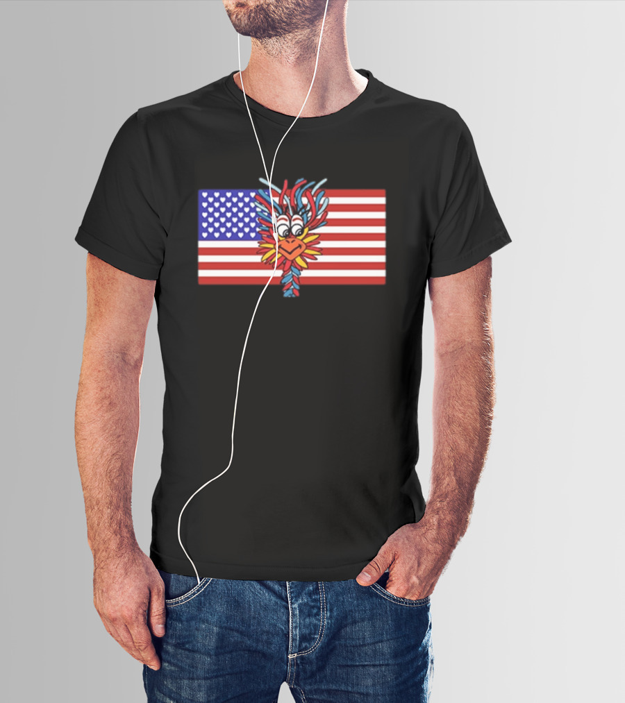 Patriotic Gooney Bird American Flag Hearts And Stripes T-Shirt