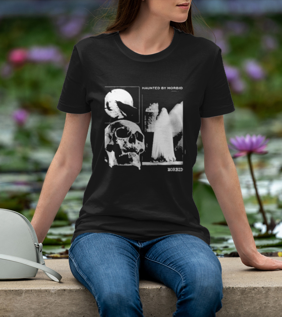 Haunted By Morbid Skull And Ghost Imagery Morbid Podcast T-Shirt
