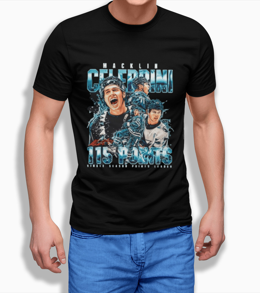 Macklin Celebrini 115 Points San Jose Sharks #71 Collage T-Shirt