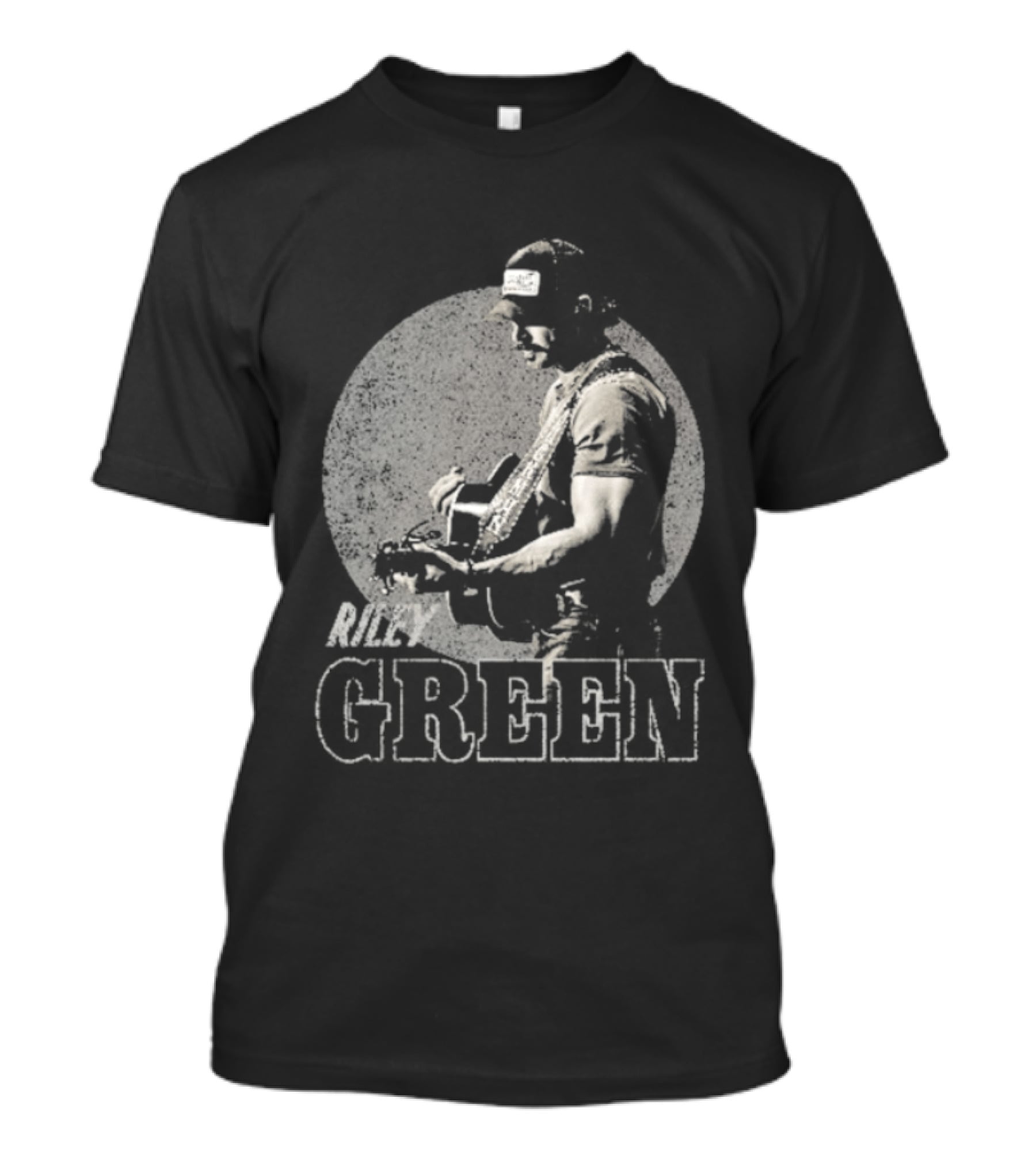 Riley Green Musician Strumming Guitar With Green T-Shirt