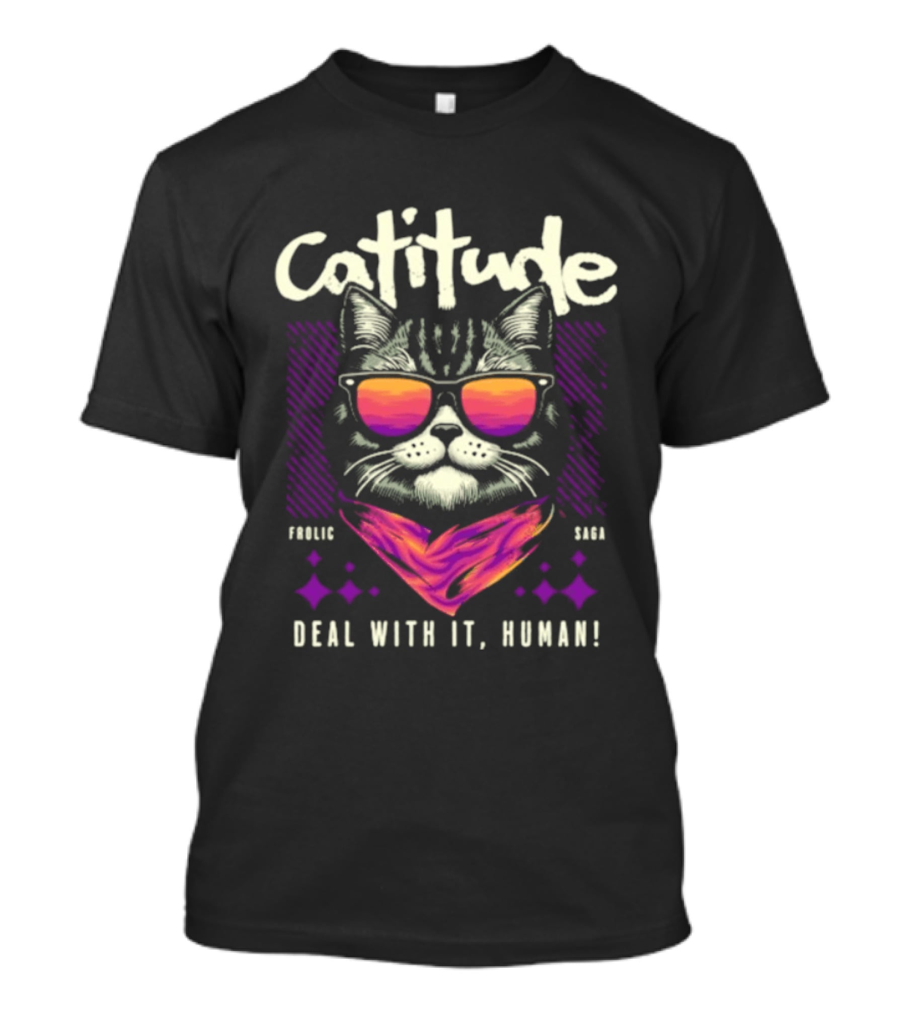 Cattitude Cool Cat Sunglasses Deal With It Human T-Shirt