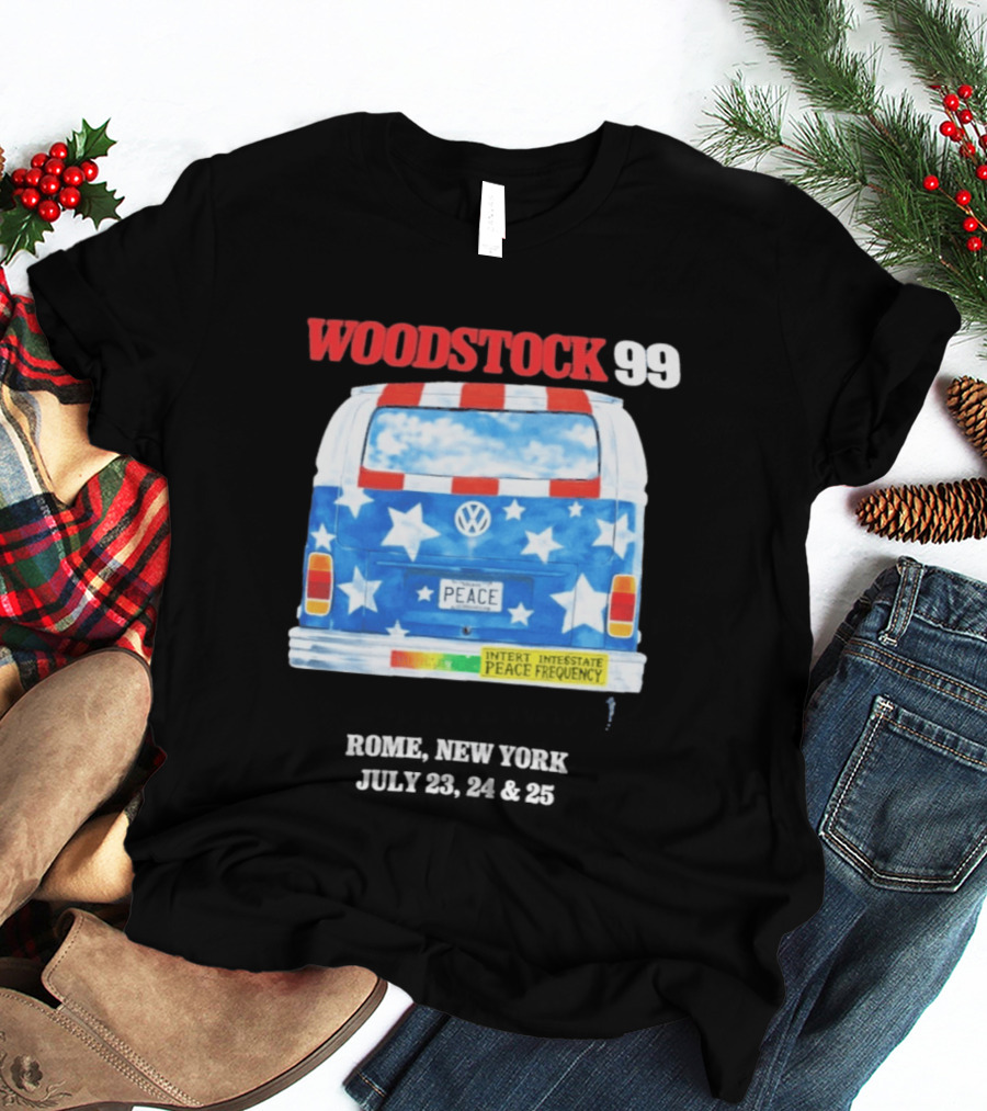 Woodstock 99 Something Very Bad Is Going To Happen Peace Frequency VW Van T-Shirt
