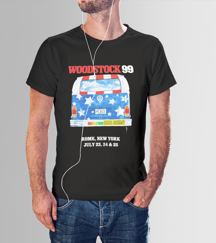 Woodstock 99 Something Very Bad Is Going To Happen Peace Frequency VW Van T-Shirt