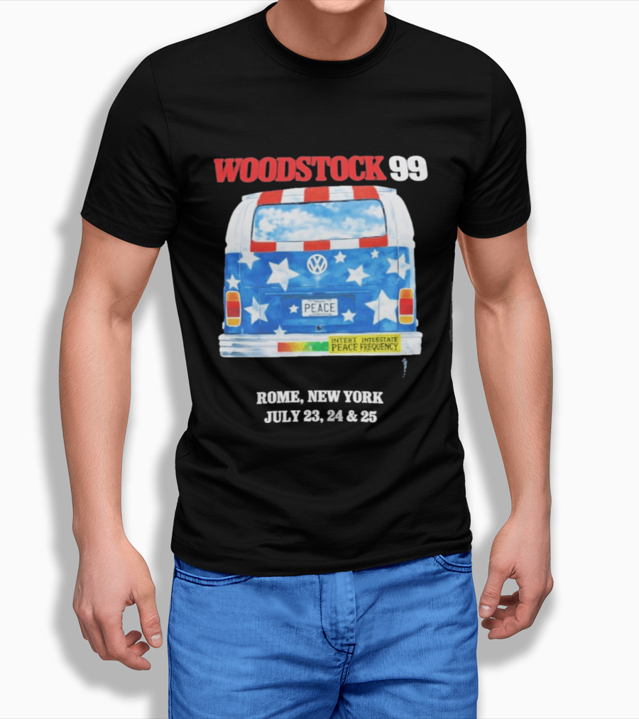 Woodstock 99 Something Very Bad is Going to Happen Peace Frequency VW Van T-Shirt