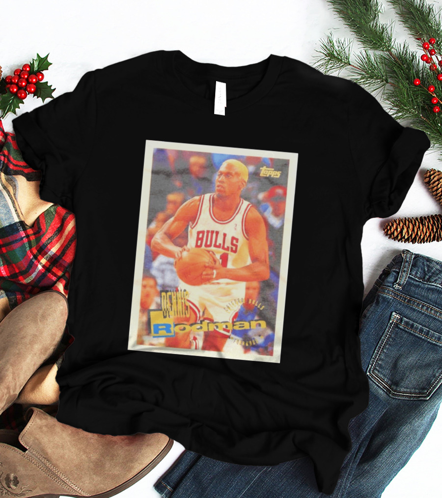 Dennis Rodman Chicago Bulls Topps Card NBA Forward T-Shirt