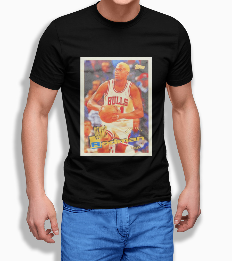 Dennis Rodman Chicago Bulls Topps Card NBA Forward T-Shirt