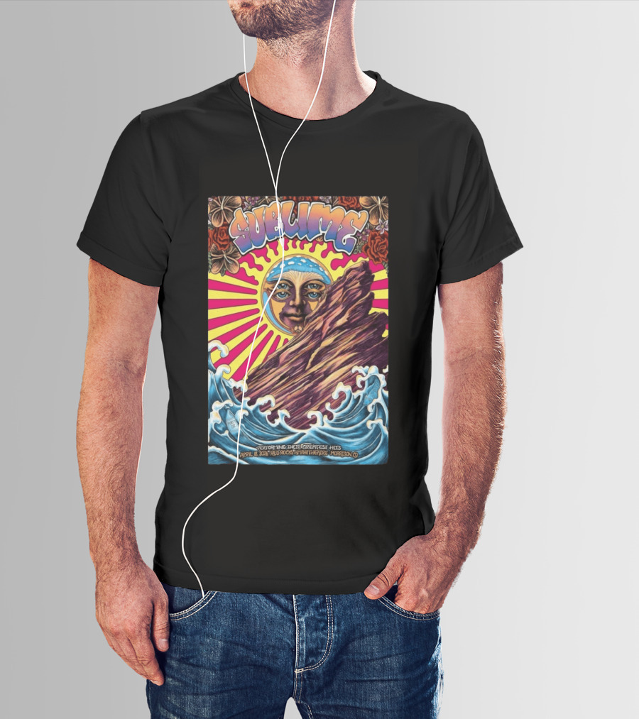 Sublime April 18 2026 Red Rocks Amphitheatre Morrison CO Performing Their Greatest Hits Sun Ocean Waves T-Shirt