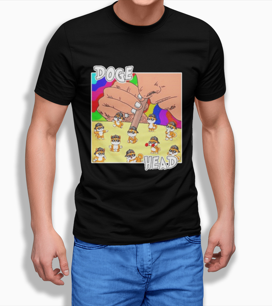 Doge Head Meme Cartoon With Dogs And Sunglasses T-Shirt