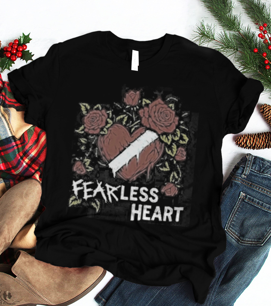 Fearless Heart Pink Roses And Yellow Leaves T-Shirt