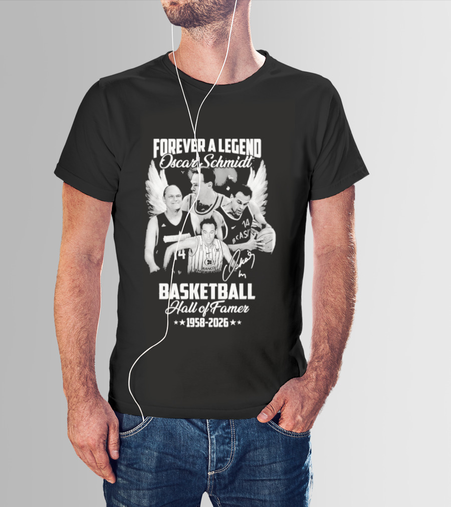 Forever A Legend Oscar Schmidt Basketball Hall Of Famer 1958 2026 Winged T-Shirt