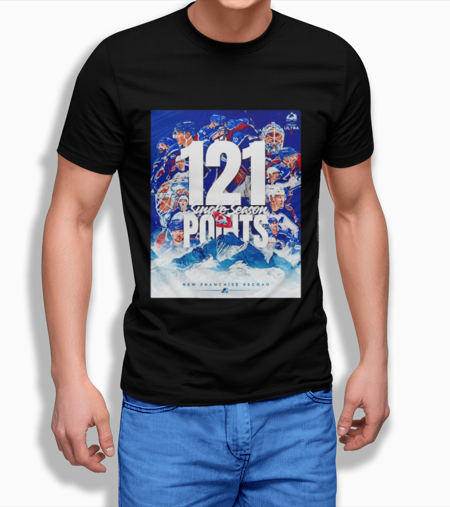 Colorado Avalanche 121 Single Season Points New Franchise Record T-Shirt
