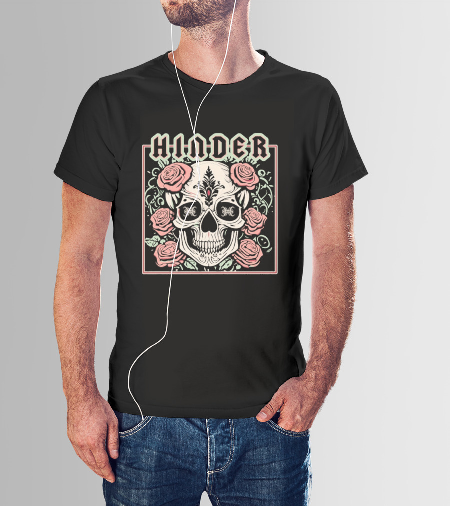 Hinder Pastel Skull Roses T-Shirt