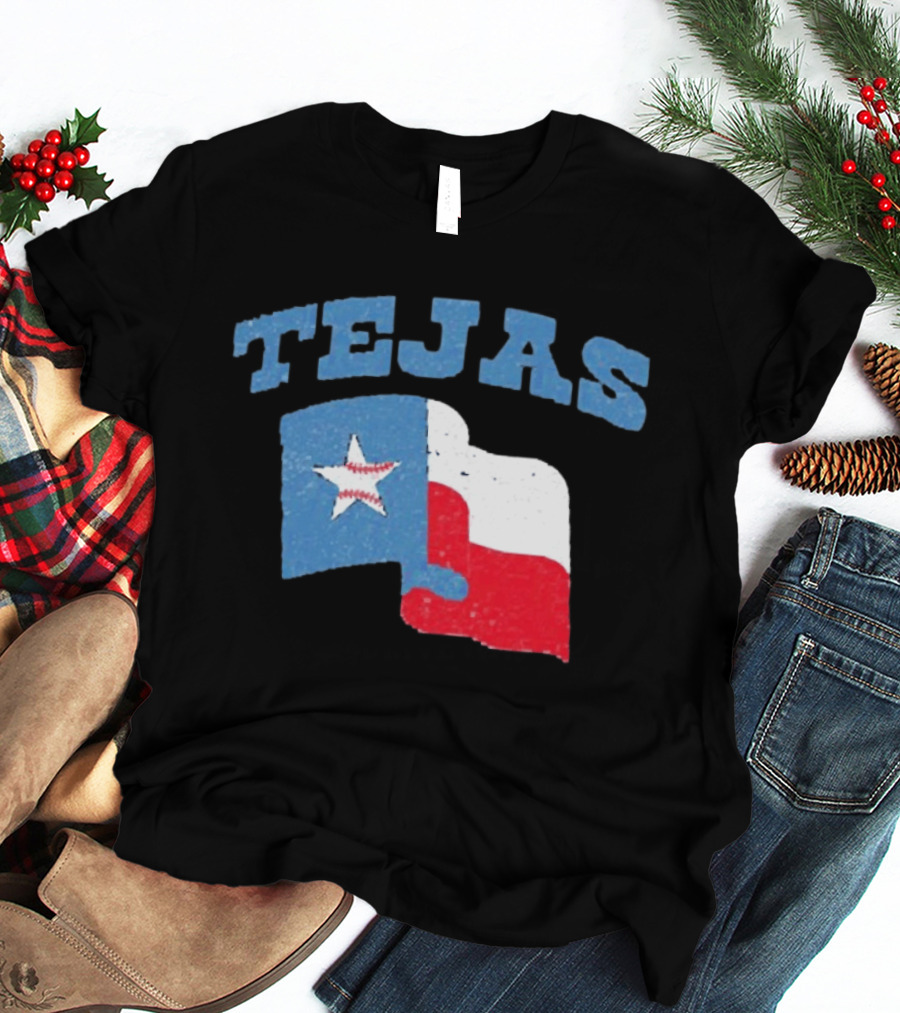 TEJAS Texas Flag With Baseball Star T-Shirt