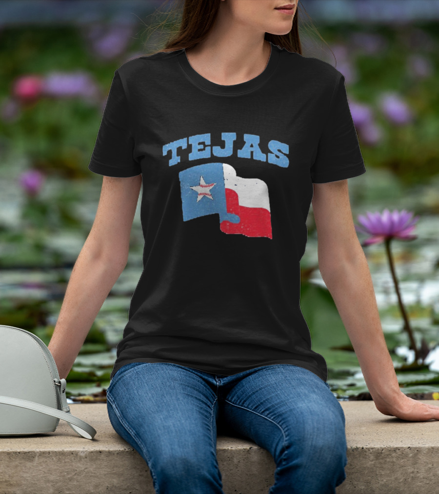 TEJAS Texas Flag With Baseball Star T-Shirt