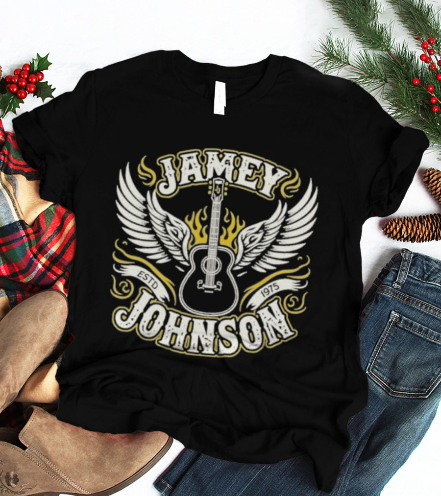 Jamey Johnson Guitar With Wings And Flames Est. 1975 T-Shirt
