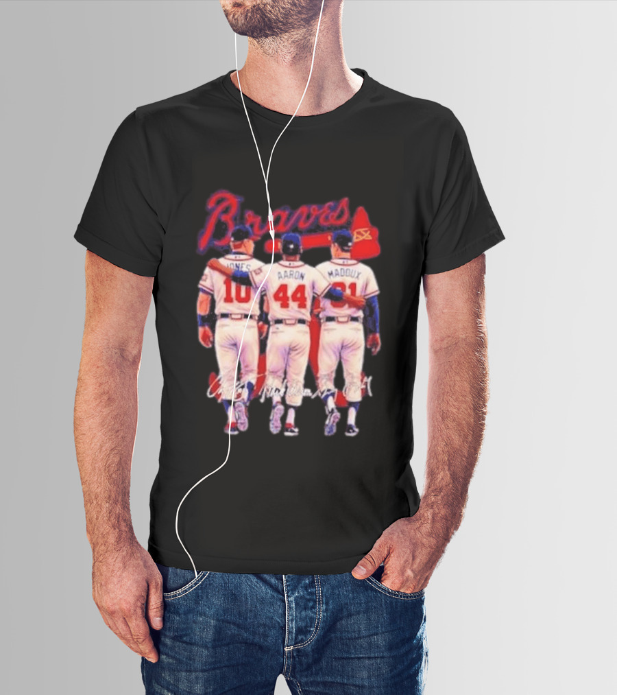 Atlanta Braves Jones Aaron Maddux Iconic Baseball Legends T-Shirt