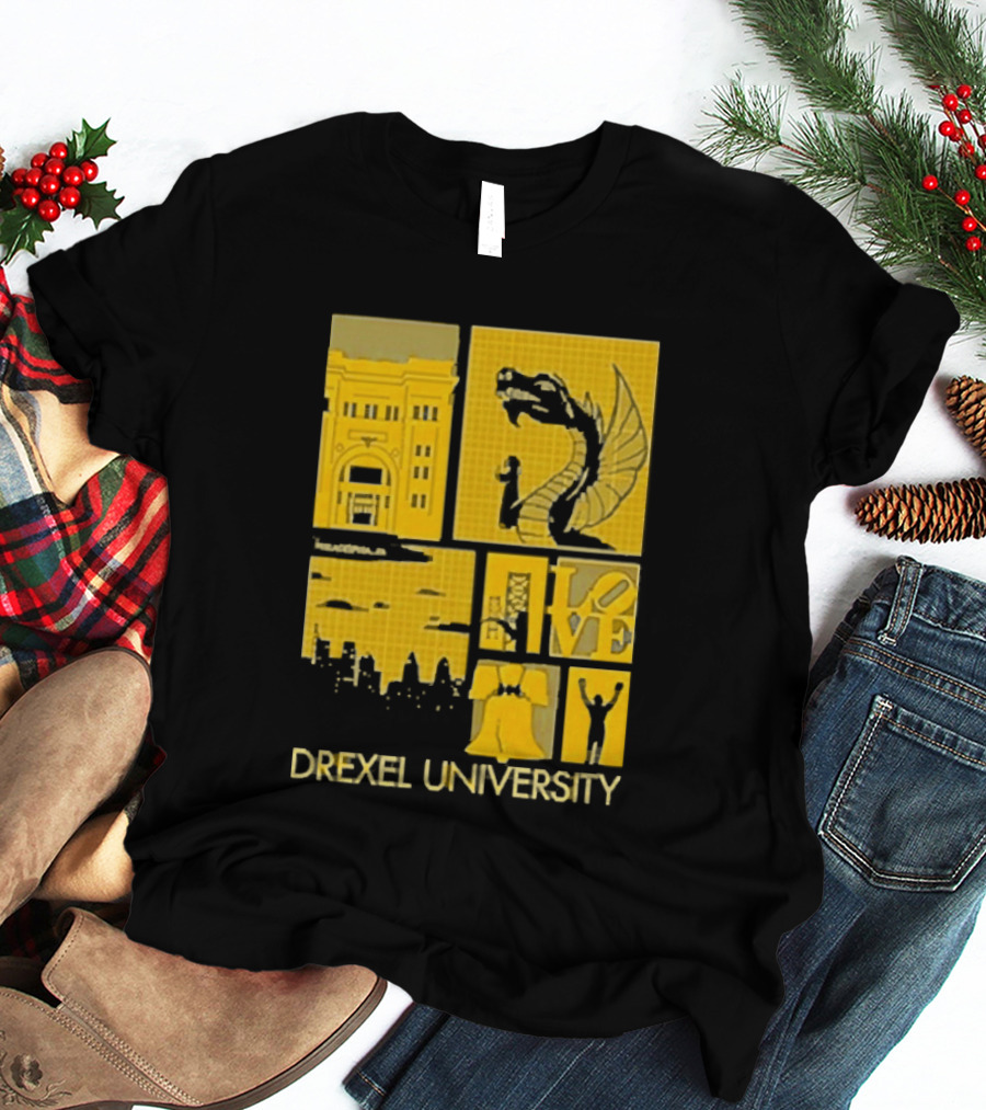 Drexel University Dragons Skyline Liberty Bell Icon Philadelphia T-Shirt