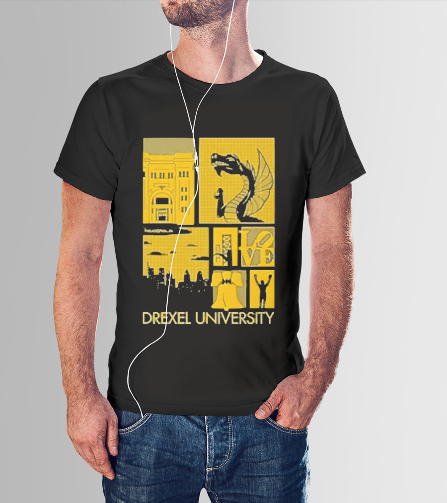 Drexel University Dragons Skyline Liberty Bell Icon Philadelphia T-Shirt