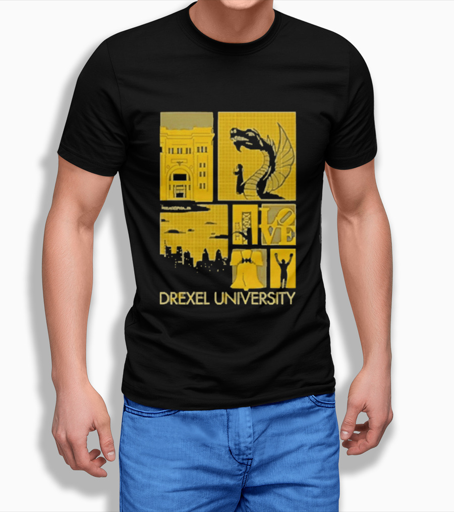 Drexel University Dragons Skyline Liberty Bell Icon Philadelphia T-Shirt