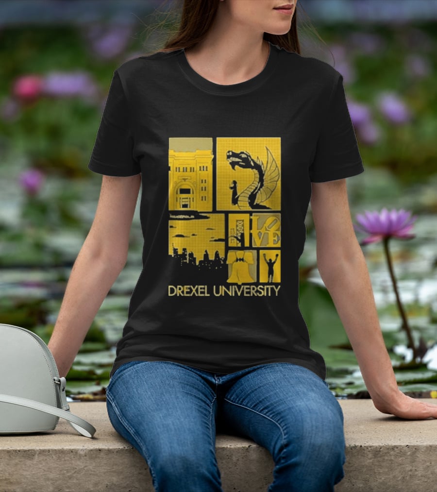 Drexel University Dragons Skyline Liberty Bell Icon Philadelphia T-Shirt