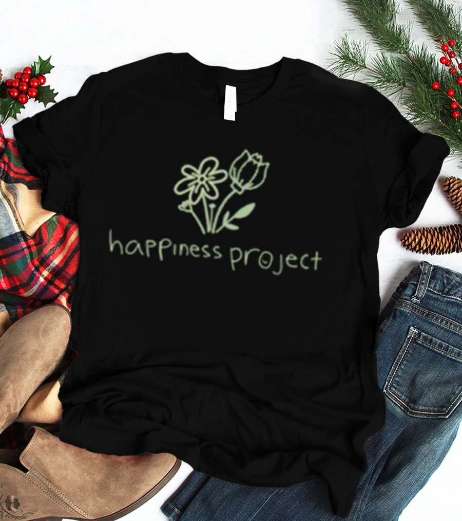 Happiness Project Floral Sketch Blossoming Growth Takes Time T-Shirt