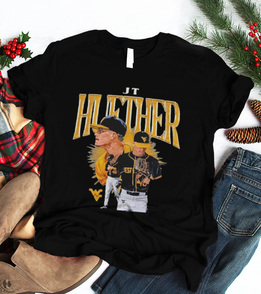 JT Huether West Virginia Mountaineers Baseball Player WV T-Shirt