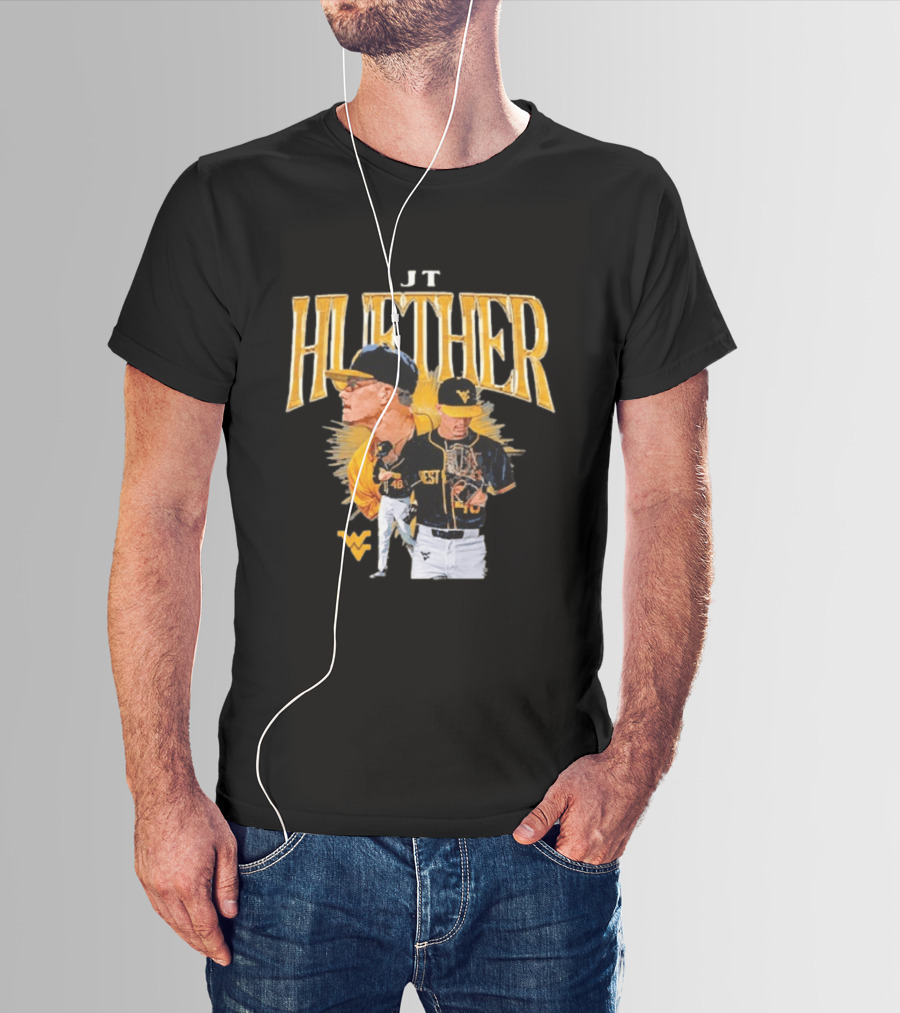 JT Huether West Virginia Mountaineers Baseball Player WV T-Shirt