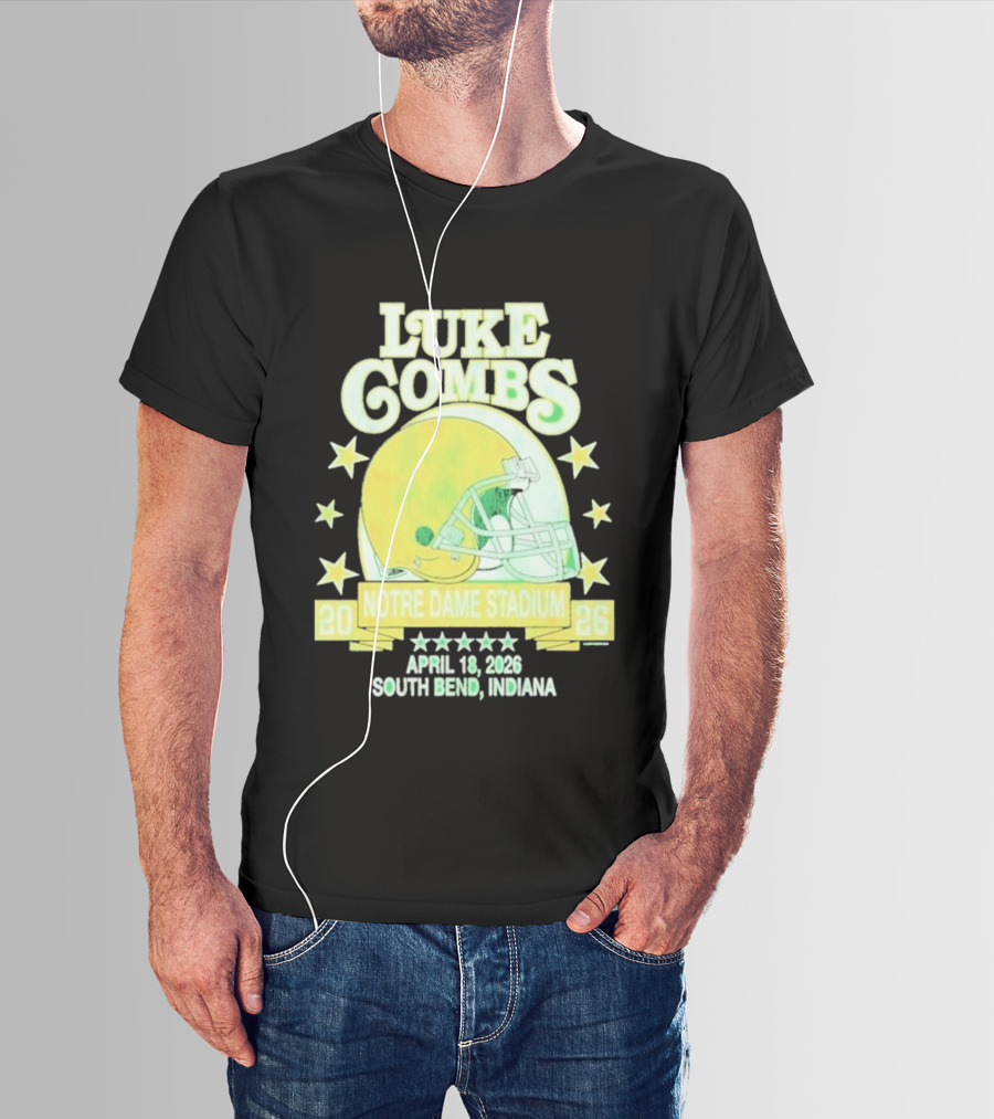 Luke Combs Notre Dame Stadium April 18 2026 South Bend Indiana Helmet Football Event T-Shirt