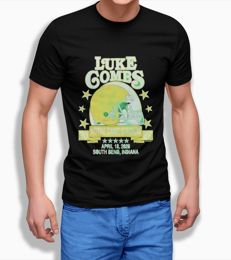 Luke Combs Notre Dame Stadium April 18 2026 South Bend Indiana Helmet Football Event T-Shirt