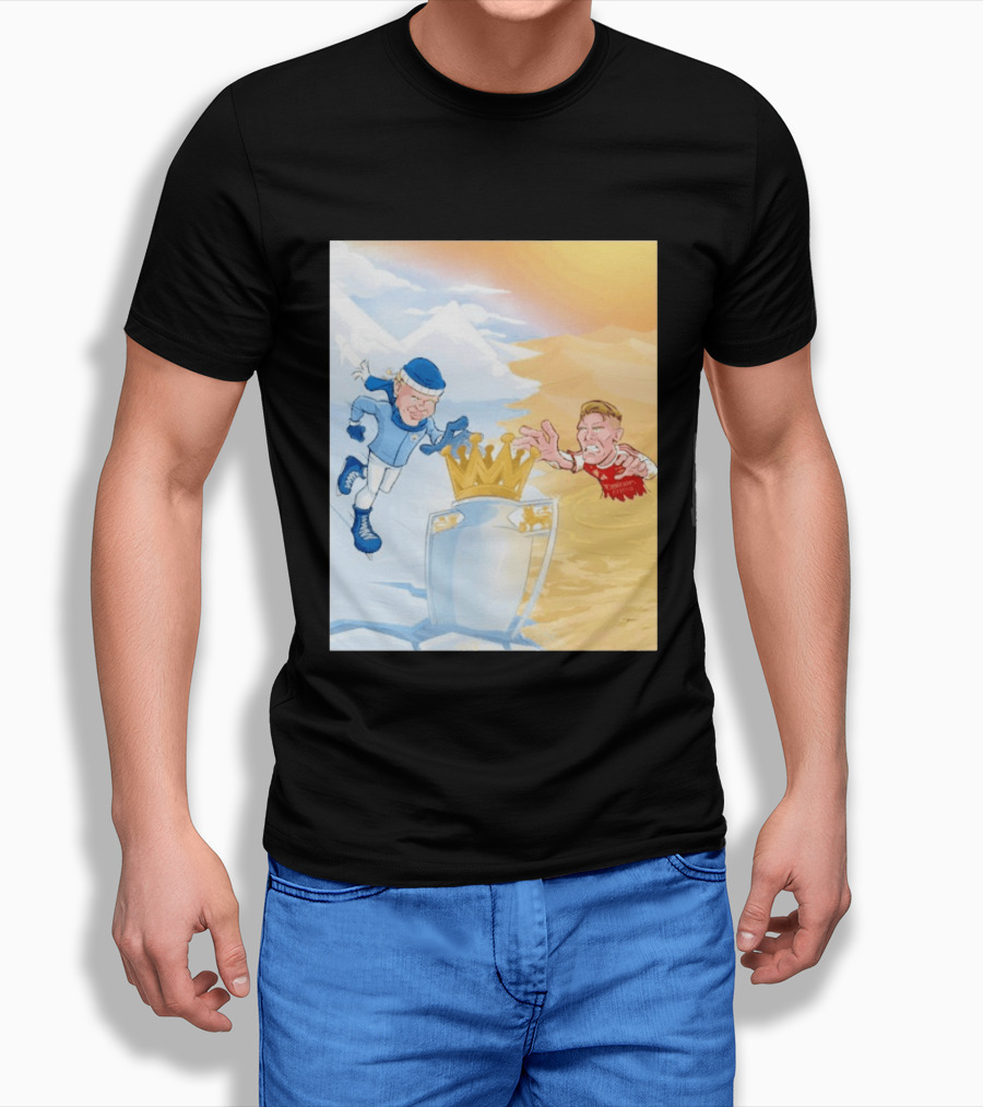 Manchester City Versus Arsenal April 2026 Premier League Title Showdown Cartoon T-Shirt