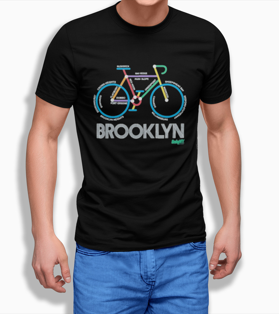 Only NY Brooklyn Neighborhoods Bike Map T-Shirt