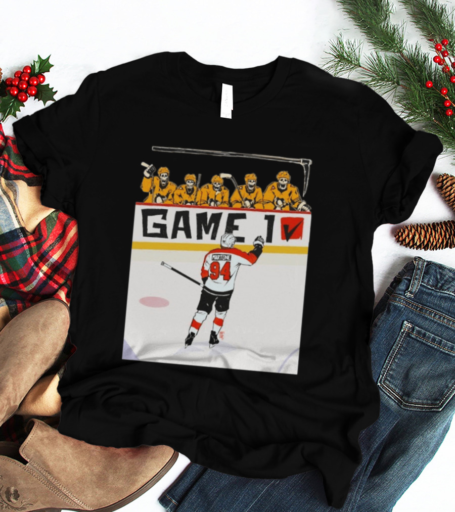Philadelphia Flyers Porter Martone Celebrates Game 1 Win Over Pittsburgh Penguins T-Shirt
