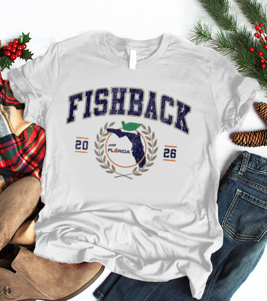 FISHBACK 2026 Florida Map Emblem With Laurel Wreath T-Shirt